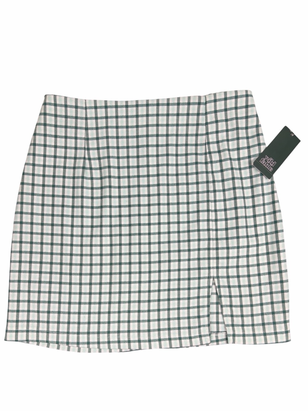 NWT Green Plaid Mini Skirt Size 8 Preppy Tennis Style Side Slit